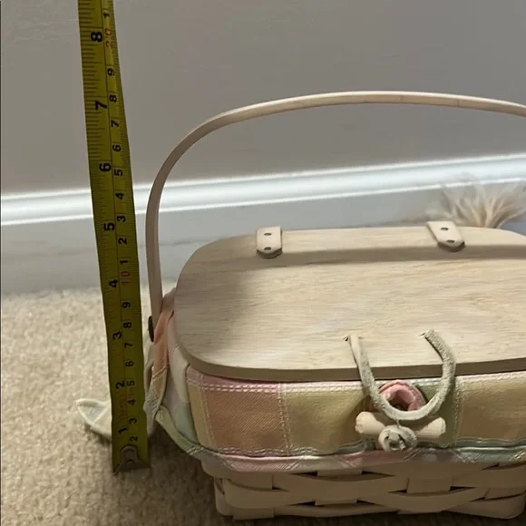 Pastel Plaid Woven Basket with Handle - Picture 13 of 13